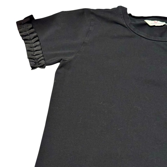 Vineyard Vines Black Ruffle Short Sleeve Tee Size Small Cotton Elastane - Picture 4 of 6